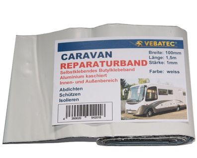 Vebatec Caravan Butylband Reparaturband Alu-weiss 100mm x 1.5m