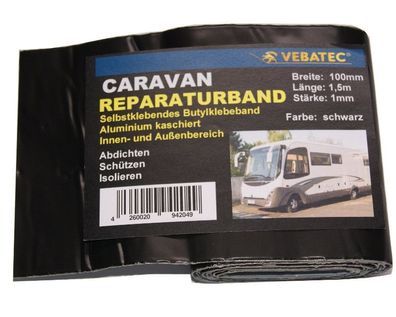 Vebatec Caravan Butylband Reparaturband Alu-schwarz 100mm x 1.5m