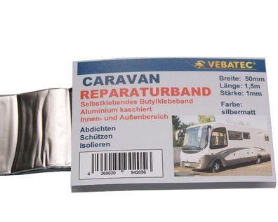 Vebatec Caravan Butylband Reparaturband Alu-Silbermatt 50mm x 1.5m