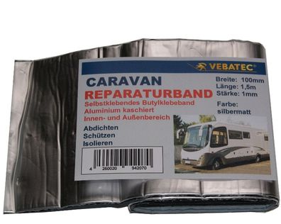 Vebatec Caravan Butylband Reparaturband Alu-Silbermatt 100mm x 1.5m