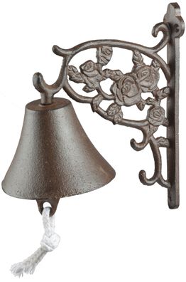 Esschert DESIGN Türglocke Glocke door bell ROSEN Gusseisen braun Landhaus Antik
