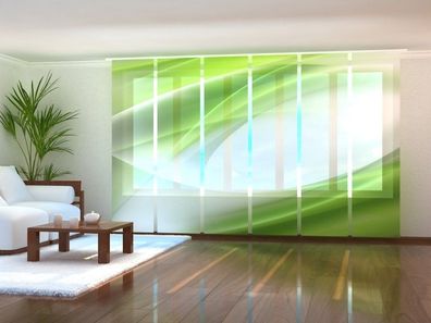 Schiebegardine "Grüne Abstraktion" Flächenvorhang Gardine Vorhang mit 3D Fotomotiv