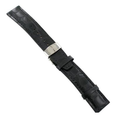 Ingersoll Ersatzband für Uhren Leder schwarz m/ g Kroko Faltschl. Si 22 mm