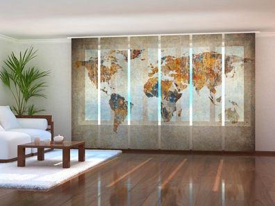 Schiebegardine "Lässige Weltkarte" Flächenvorhang Gardine Vorhang mit 3D Fotomotiv