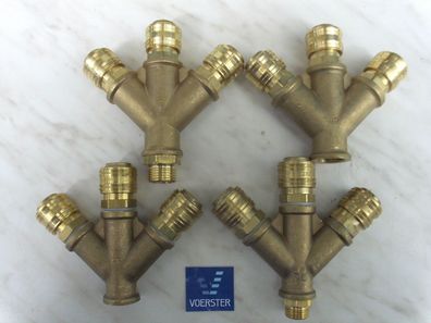 Druckluftweichen, Druckluftverteiler NW 7,2 3-fach und 2-fach mit Kupplungen