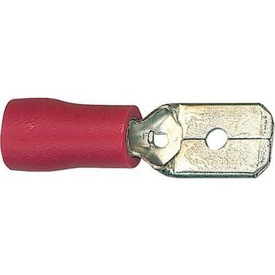 Kabelflachstecker, rot , halbisoliert bis 1,5 mm² 6,3 mm x 0,8 mm