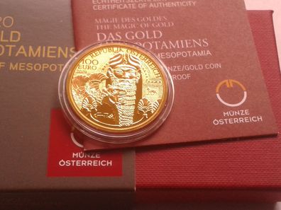 Original 100 euro 2019 Österreich Magie des Goldes Mesopotamiens 15,78g Dukatengold