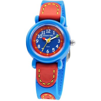Jacques FAREL Kinder-Armbanduhr Analog Quarz Silikonband KFW 1000 blau / rot