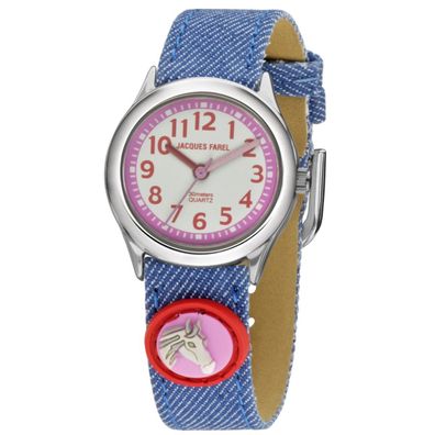 Jacques FAREL Kinder-Armbanduhr Analog Quarz Mädchen Textilband HCC 1955 Pferd