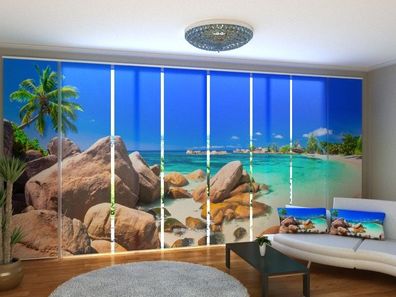 Schiebegardine "Strand auf Seyshellen" Flächenvorhang Gardine Vorhang mit Fotomotiv