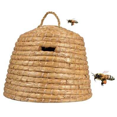 Esschert Design Bienenkorb Bienenstock Haus Imkerei Bedarf Insekten Stroh 40L