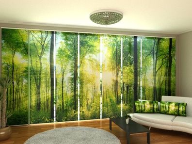 Schiebegardine "Lange Sonnenstrahlen im Wald" Flächenvorhang Gardine mit 3D Fotomotiv