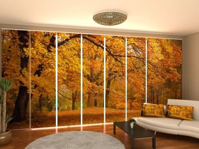 Schiebegardine "Laubwald im Herbst" Flächenvorhang Gardine Vorhang mit 3D Fotomotiv