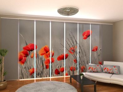 Schiebegardine "Wilde Mohnblumen" Flächenvorhang Gardine Vorhang mit 3D Fotomotiv