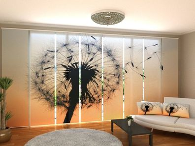 Schiebegardine "Pusteblume im Wind" Flächenvorhang Gardine Vorhang mit 3D Druckmotiv