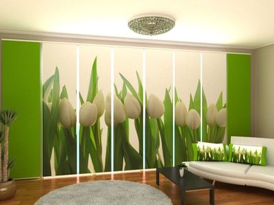 Schiebegardine "Weisse Tulpen" Flächenvorhang Gardine Vorhang mit Fotomotiv