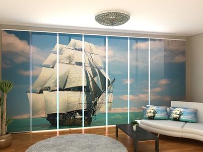 Schiebegardine "Traumhaftes Segelschiff" Flächenvorhang Gardine mit 3D Fotomotiv