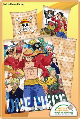 Bettwäsche One Piece Piraten Monkey D. Ruffy, Lorenor Zorro, Nami, Sanji, Sabo
