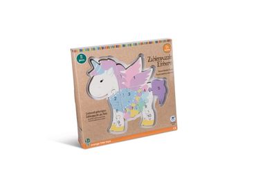 Nici 46015 Zahlenpuzzle Einhorn Holzspielzeug Orange Tree Toys