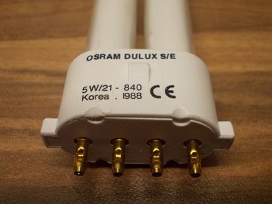 Osram DuLux S/ E 5W/21 - 840 Korea 1988 CE Lampe 4 Stifte Pins Bolzen 5w/21-840 Neon