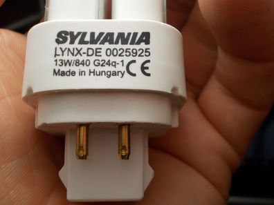 Sylvania Lynx-DE 0025925 13w/840 G24q-1 Made in Hungary CE 4 Stifte Pin pins Lampe