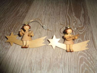 2 Engel auf Sternschweif -Erzgebirgische Volkskunst-Baumbehang