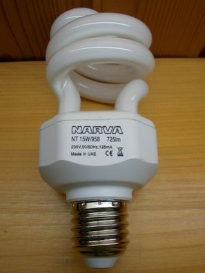 NARVA NT 15w/958 725Lm 230V,50/60Hz,125mA Made in UAE CE NARWA e27 VollSpektrum