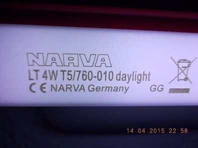 NARVA F4/ T5/54-765 CE EAC CH=../ .... F 4w T5 54-765 F4T5 / 54 - 765 4 watt 15 cm