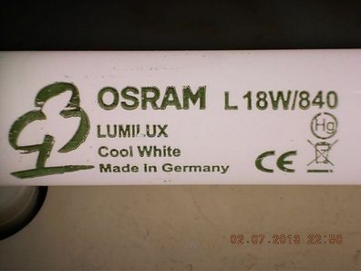 Neon-Röhre Osram L 18w/840 Lumilux Cool White Made in Germany L18W/840 60 cm T26