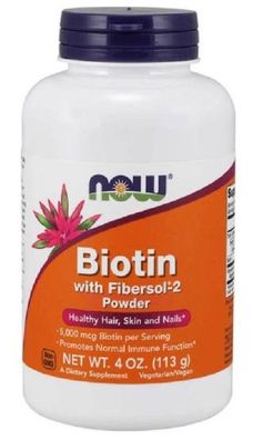 Now Foods Biotin with Fibersol-2 Powder 113 grams
