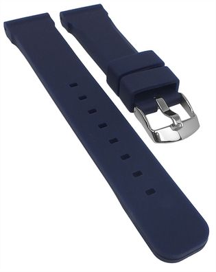 Minott Uhrenarmband blau Silikon glatt weich Breitdornschließe silbern