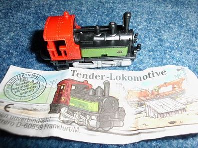 Figur aus Überraschungsei-Tender-Lokomotive mit Beipackzettel
