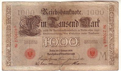 seltene 1000 Mark Reichsbanknote 7. Februar 1908 Rosenberg Katalognummer 36