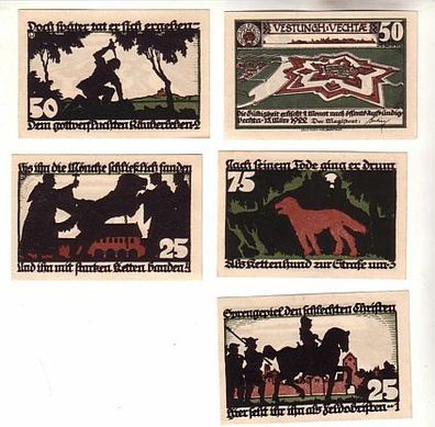 5 Banknoten Notgeld der Stadt Vechta 1922