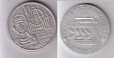 DDR Medaille 20 Jahre Betriebszeitung "Der Walzwerker" 1949-1969