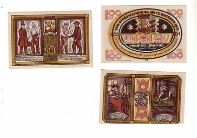 kompl. Serie mit 3 Banknoten Notgeld der Stadt Katscher Kietrz O.S. 1921