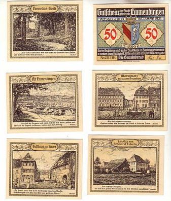 kompl. Serie mit 6 Banknoten Notgeld der Stadt Emmendingen 1921