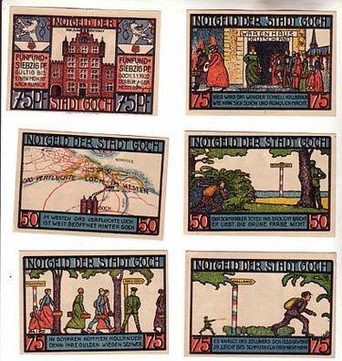 kompl. Serie mit 6 Banknoten Notgeld der Stadt Goch 1922