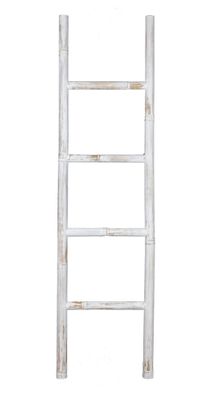 Bambus Dekoleiter weiß - 150x40cm - Shabby Chic Leiter Holzleiter Wanddekoration