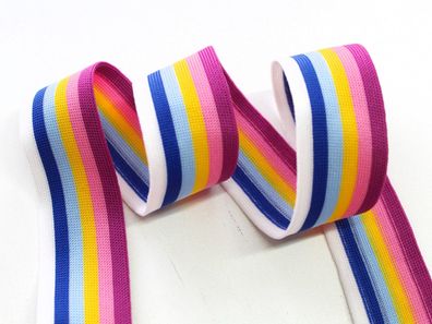NEU Galonband "Regenbogen", Galonstreifen, gestrickt, multicolor, 3 cm breit