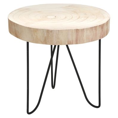 Massivholz Beistelltisch - Holz Tisch aus Baumscheibe - Sofatisch Couchtisch