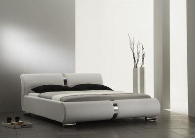 Polsterbett Bett Doppelbett DAKAR Komplettset 140x200 cm Weiss