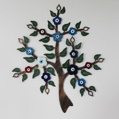 Wanddeko Lebensbaum Blüten aus Metall Handarbeit groß H:70,5cm x B:60cm
