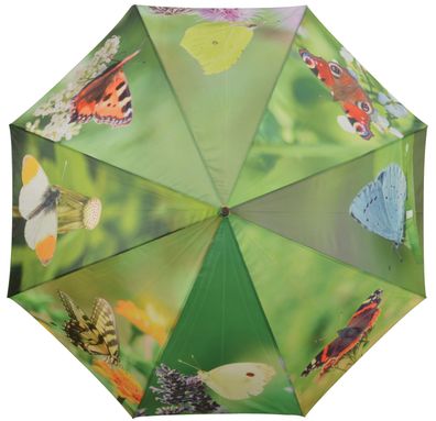 Esschert Design Regenschirm Schirm Schmetterlinge Stockschirm Öffnungsautomatik