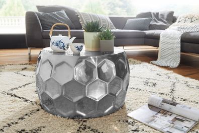 Wohnling Couchtisch Ø 61 cm Anstelltisch Silber Telefontisch Rund Sofatisch Alu