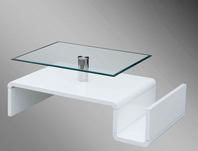 Couchtisch Manuel Hochglanz weiß mit Glasplatte Wohnzimmertisch Tisch