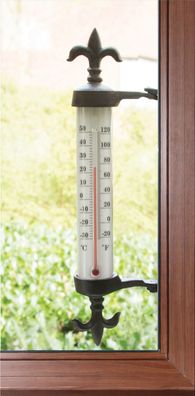Fensterrahmen Thermometer aus Gusseisen, drehbar zum präzisen ablesen