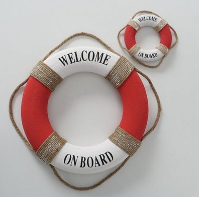 Rettungsring Rot Welcome On Boad Maritime Deko Strand Meer Ø 20 / 50cm - Auswahl