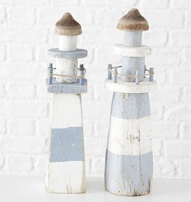 Leuchtturm Maritime Deko Holz Birke Blau Weiss Maritim Shabby Chic 36 cm Auswahl