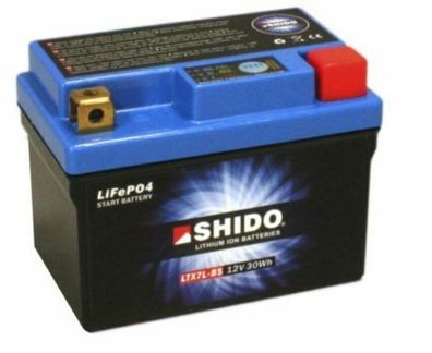 Shido LTX7L-BS LiFePO4 Motorradbatterie sicher, leicht und lange Lebensdauer